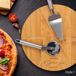 Personalised Pizza Board and Utensils Set Style 1