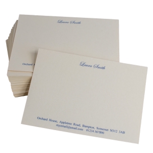 A6 Notecards x 50 blue text